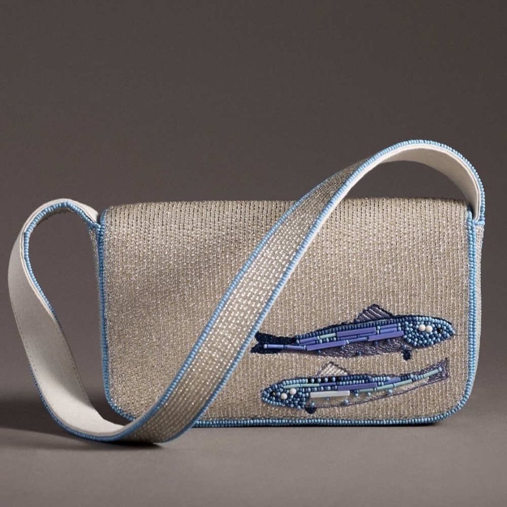 Anthropologie Fiona Beaded Bag Food & Drink Sardines Fish Edition NWT - Picture 3 of 8